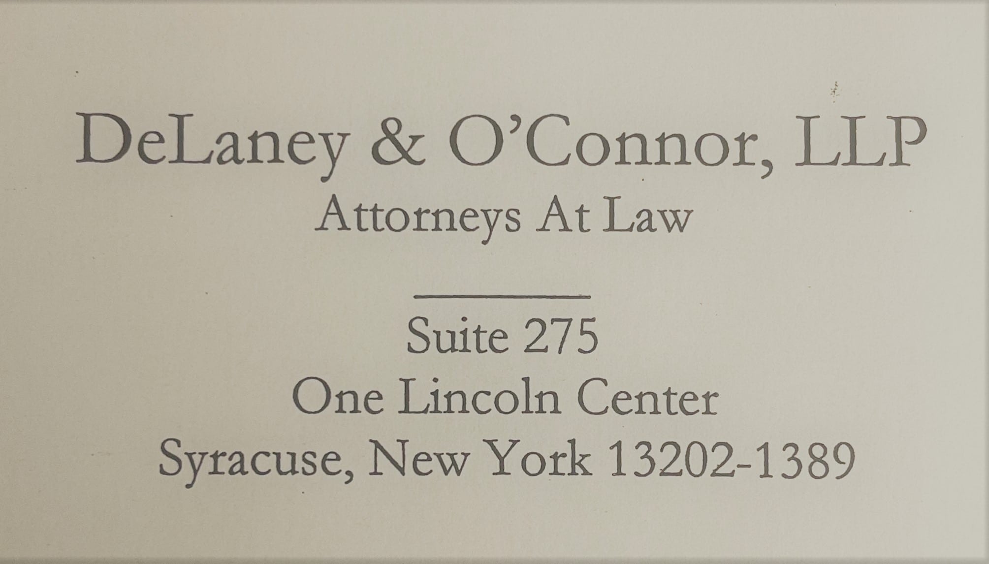 DeLaney & O'Connor business card